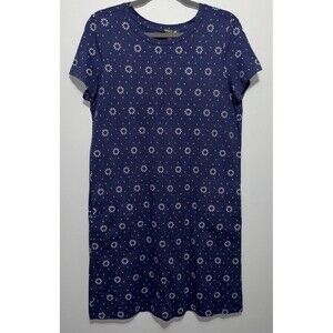 Toad & Co Windmere Dress Size M Blue Organic Cotton Knit T-Shirt Pockets Casual